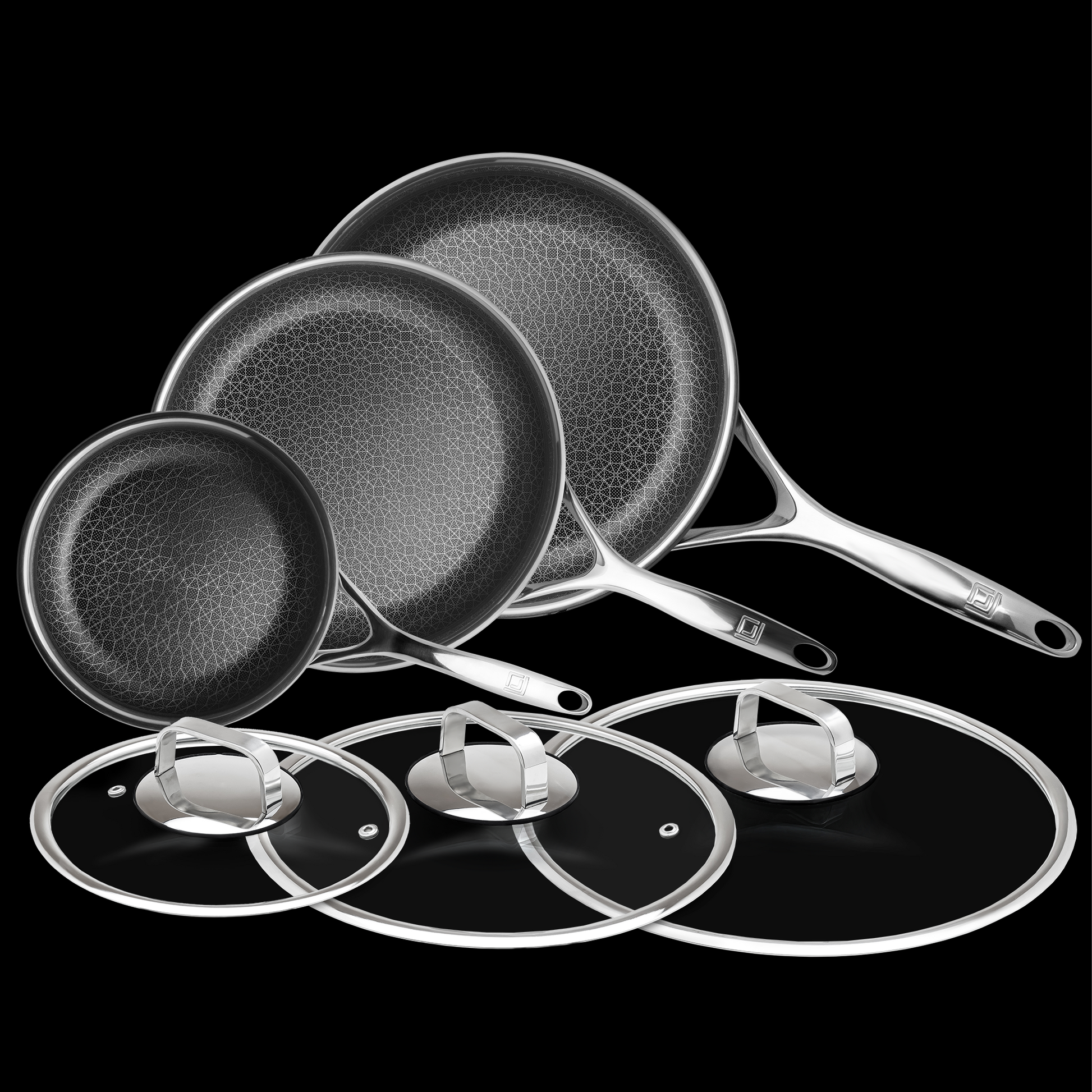 DiamondClad by Livwell 12 Hybrid Nonstick Wok Set with Tempered